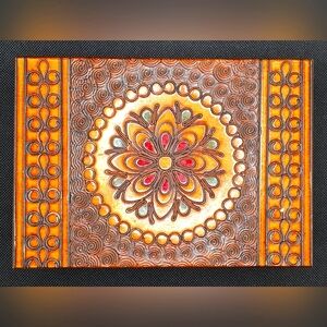 Vintage Wood Hand Carved & Colorful Painted Trinket Keepsake Box POLAND Hinged